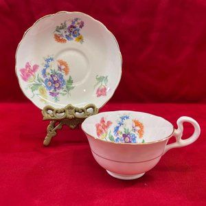 Radfords Teacup Saucer Floral Gold Trim Fine Bone china England